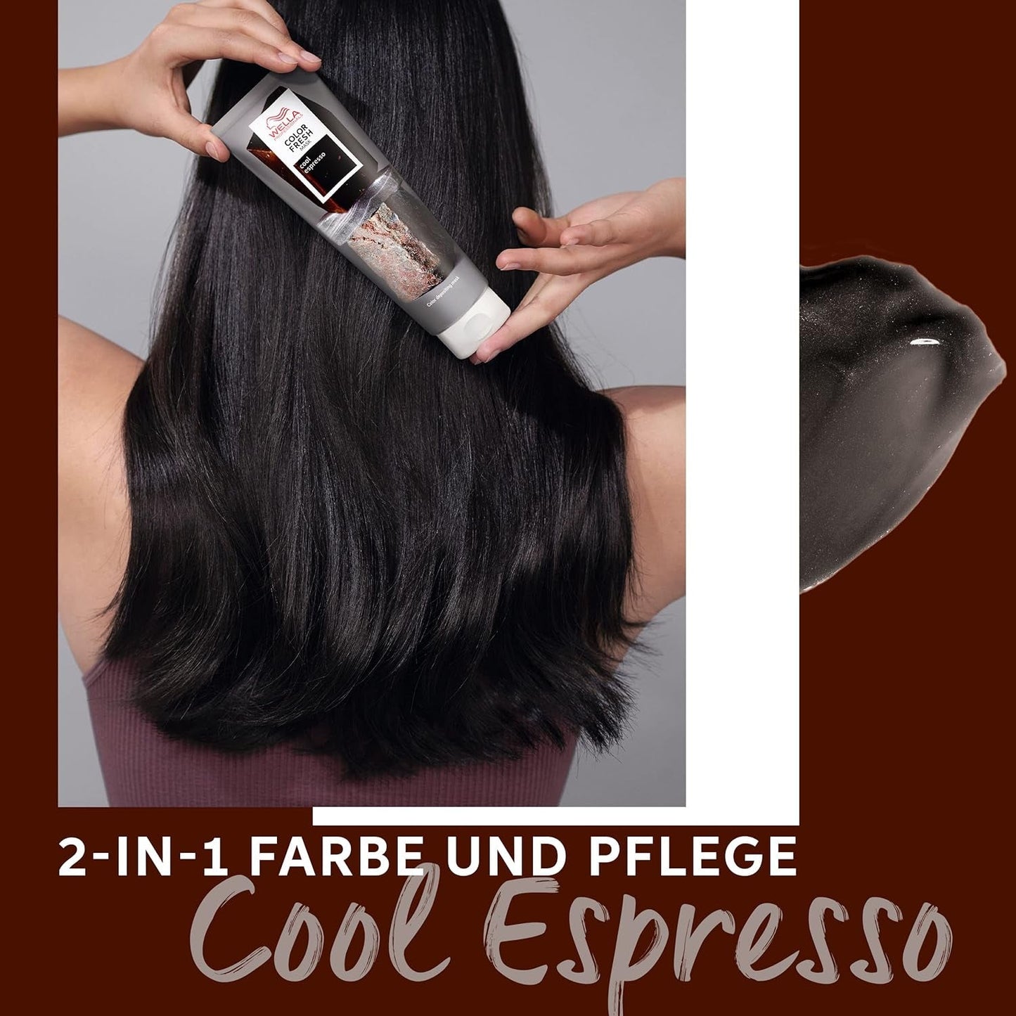 Wella Professionals Color Fresh Mask Cool Espresso - kúra pro revitalizaci a změnu barvy vlasů - výživný odstín s avokádovým olejem - pro černé a černé vlasy - 150 ml Naty Shop Hair Mask