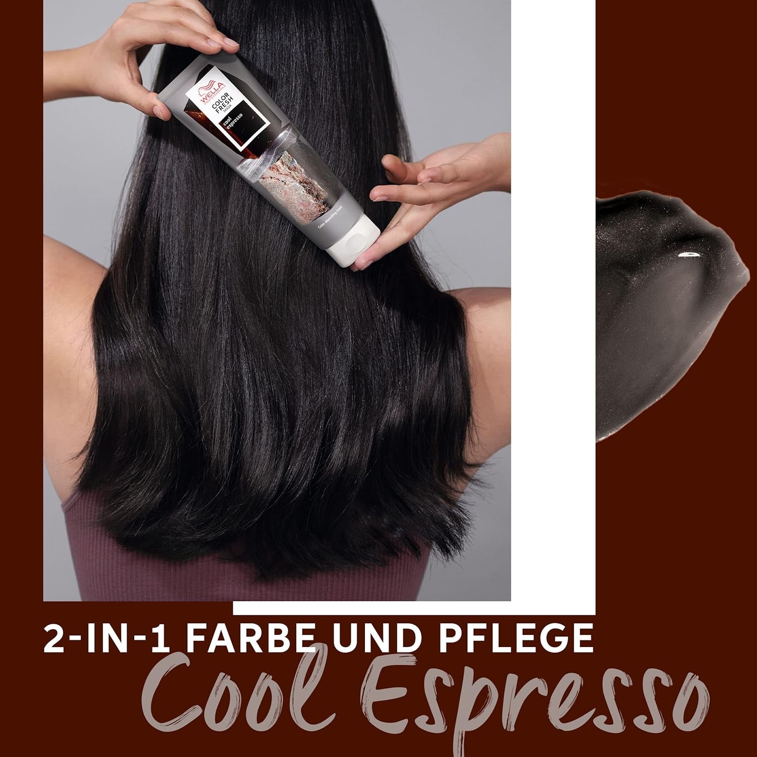 Wella Professionals Color Fresh Mask Cool Espresso - kúra pro revitalizaci a změnu barvy vlasů - výživný odstín s avokádovým olejem - pro černé a černé vlasy - 150 ml Naty Shop Hair Mask