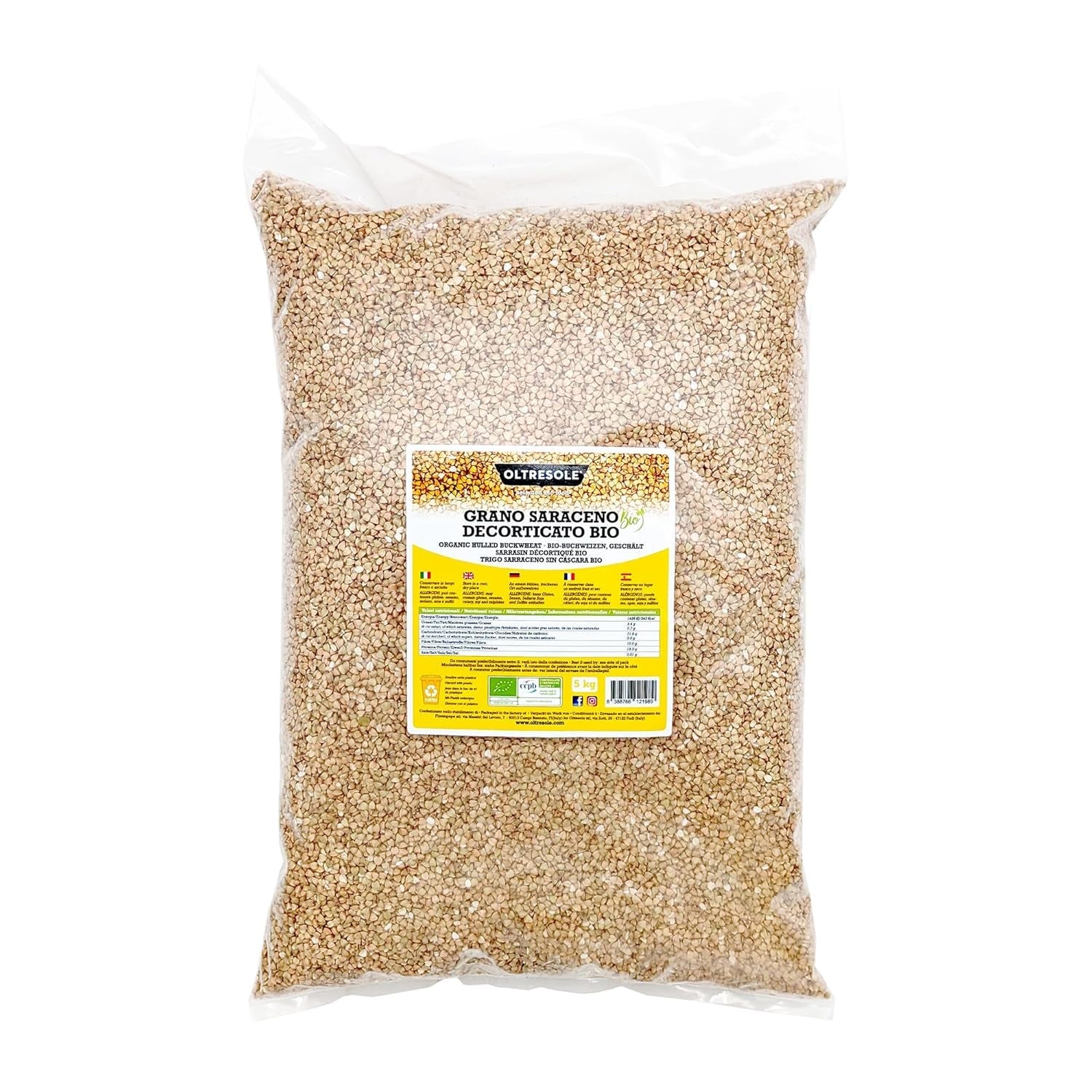 - Organic Buchweizen geschält 5 Kg - Getreide, nict wärmebehandelt, aus biologischem Anbau, Convenience Package