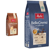 Melitta BellaCrema La Crema zrnková káva 1 kg a BellaCrema Decaffeinato zrnková káva bez kofeinu 1 kg