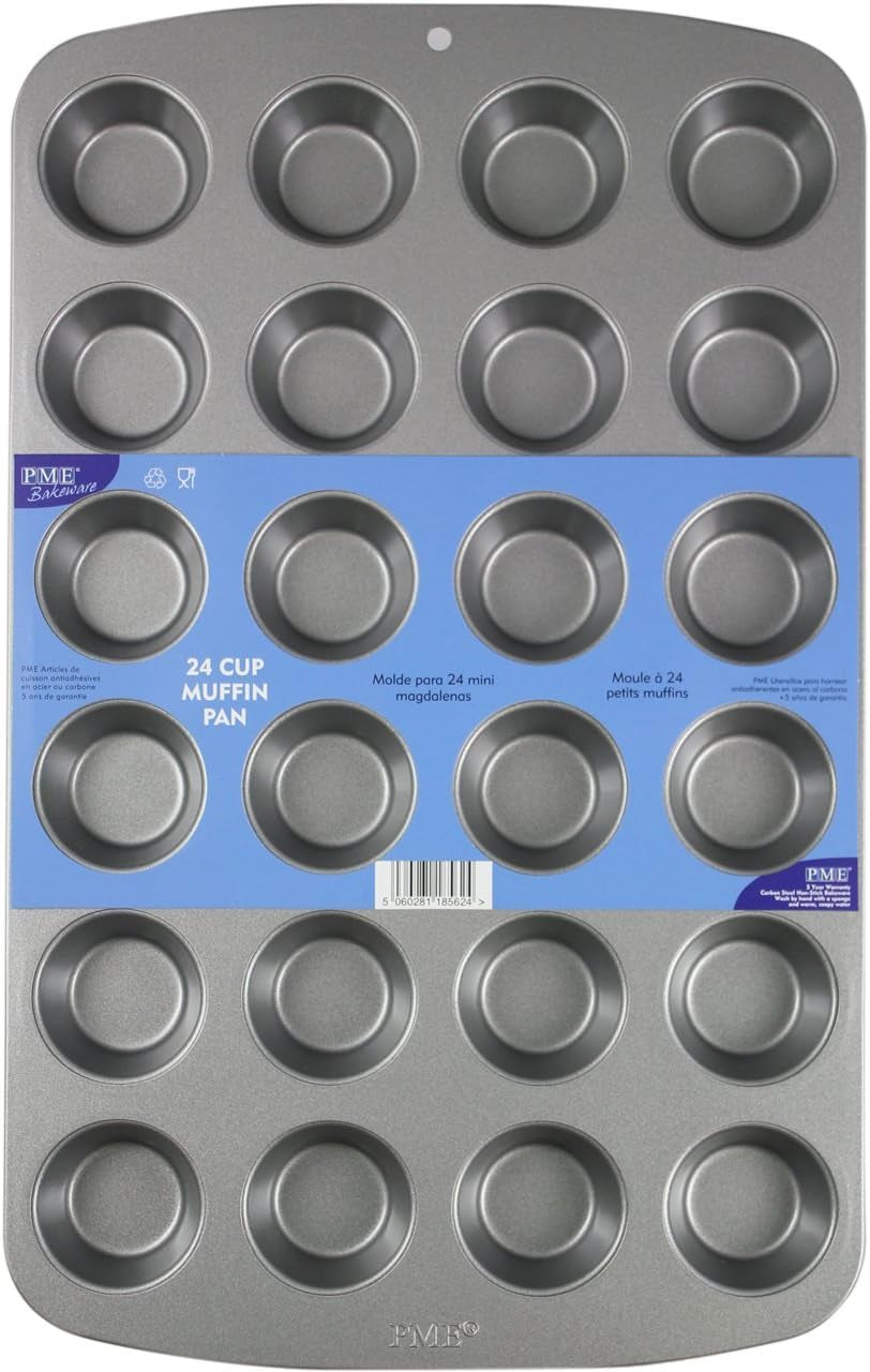 CSB111 Antihaftbeschichtete Mini-Muffinform Mit 24 Löchern Aus Karbonstahl, Edelstahl, Silver, 39,4 X 24,6 X 2,1 Cm Formy a plechy na pečení Naty Shop