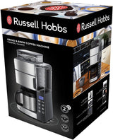 Kávovar Russell Hobbs s mlýnkem a termo karafou [Digitální časovač, sprchová hlavice pro optimální extrakci a aroma] Grind&Brew (1-10 šálků, 3 nastavení mletí) Filtrační kávovar 25620-56