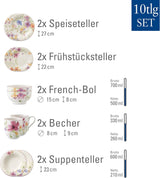 Startovací sada Villeroy & Boch Mariefleur, Různé barvy, Vhodné do myčky, Vhodné do mikrovlnné trouby, Sada nádobí pro 2, Sada květinového nádobí, Nádobí, Kombinovaná sada, Prémiový porcelán