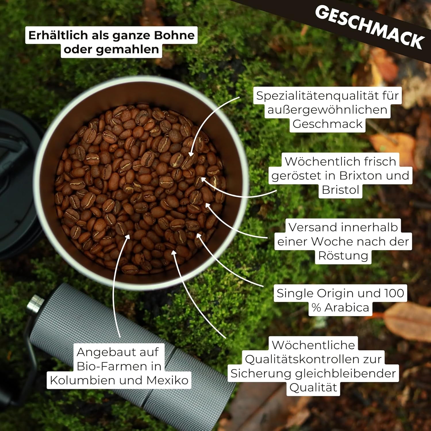 EXHALE Bio GANZE BOHNEN – Dunkel Gerösteter Kaffee – 450g Balení – Mykotoxinfrei & Geeignet für Bulletproof Coffee – Single Origin und 100% Arabica Bohnen