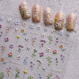 JMEOWIO 3D Nálepka na nehty Blume Frühling Summer Floral Nail Art Nálepka Selbtklebend Nagelaufkleber 5D Stereoskopická dekorace Nageldesign Zubehör 1 Blatt