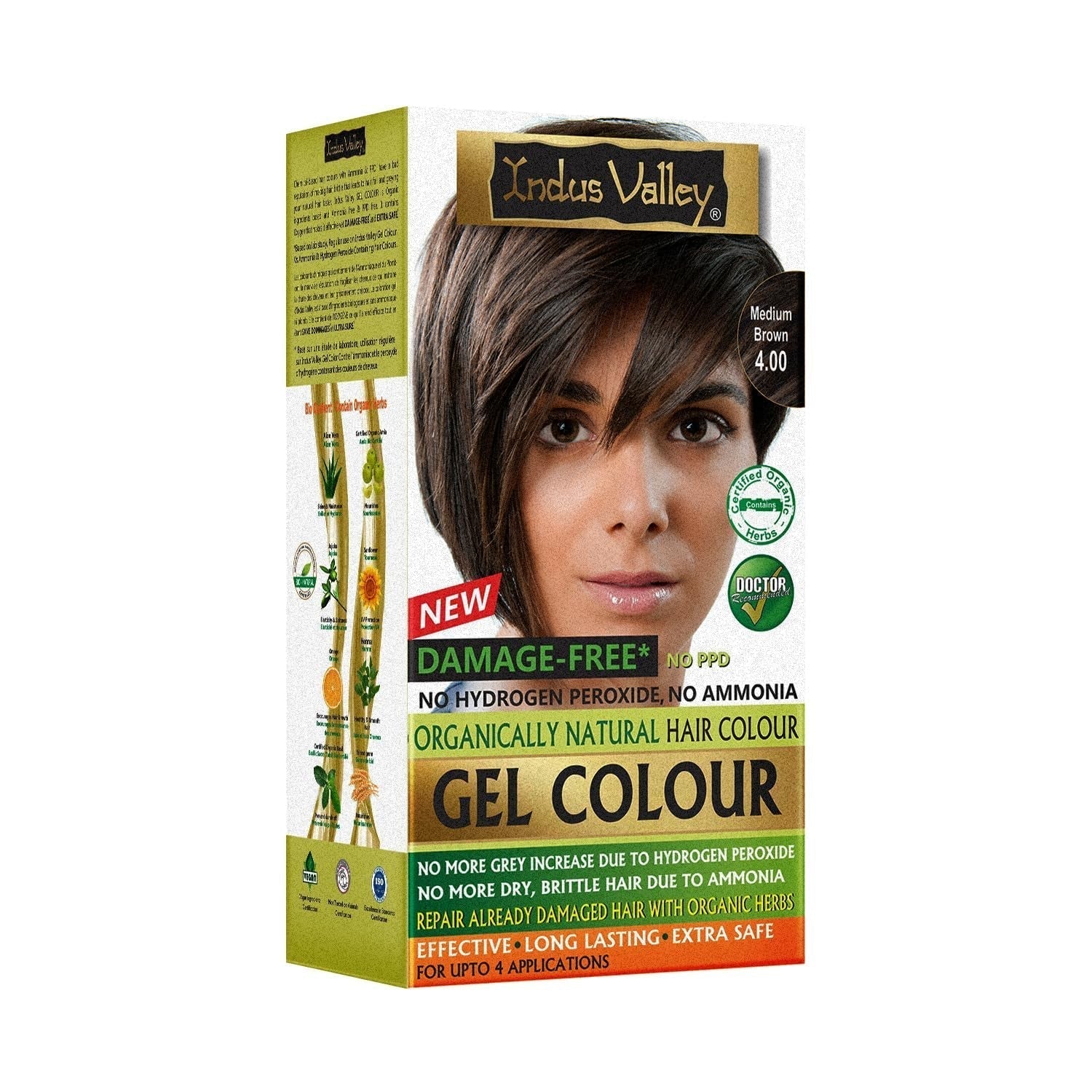 Gelová barva na vlasy Indus Valley Natural Damage Free | Bez amoniaku, bez veganů a bez krutosti | Až 100% krytí šedin, dlouhotrvající výsledky | Světlý kaštan 5,0 (20 gramů + 200 ml) Barva na vlasy Naty Shop Středně hnědá