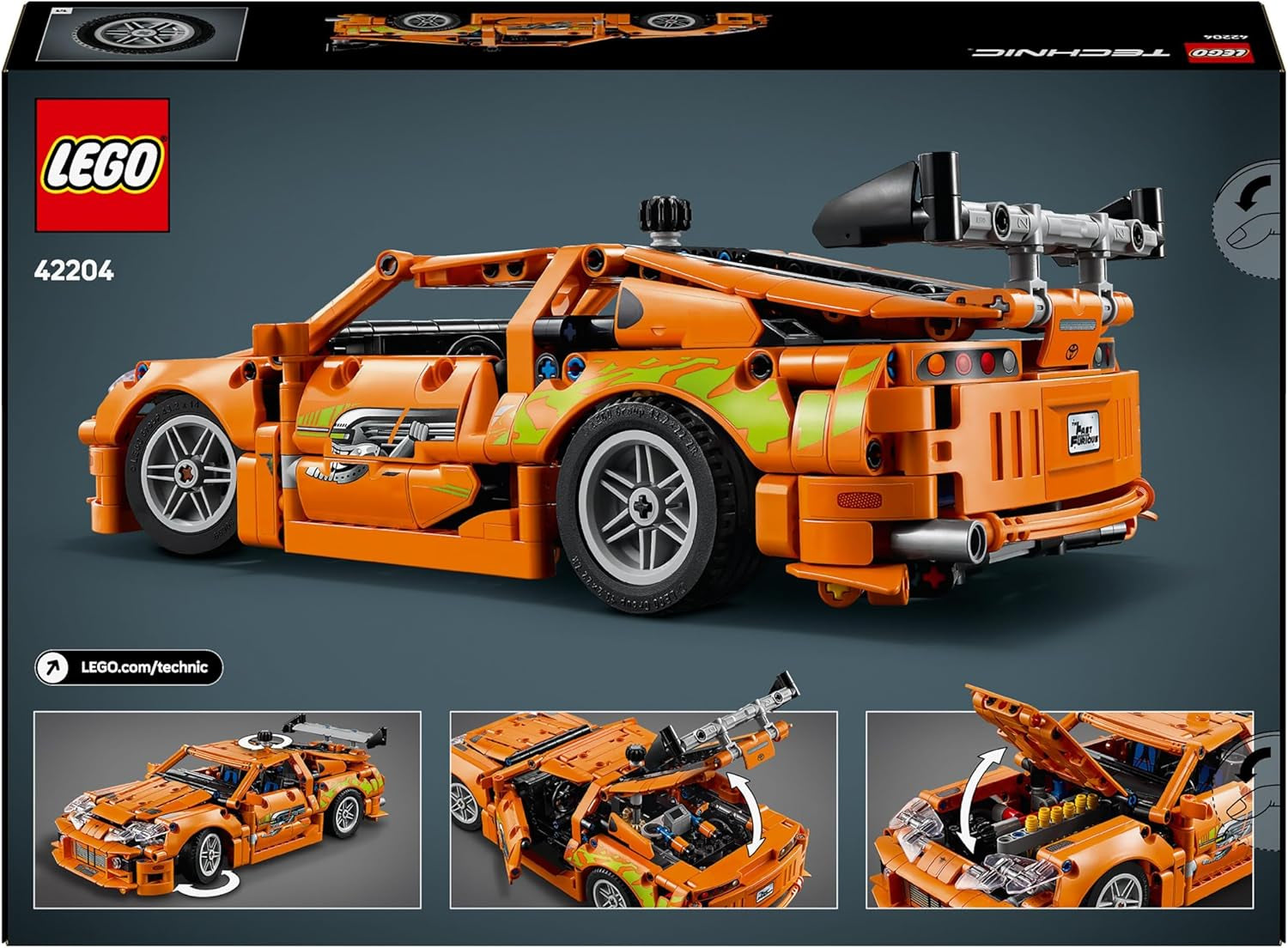 LEGO Technic Rychle a zběsile Toyota Supra MK4 - Autíčko - S 6válcovým motorem a otevíracími dveřmi - Sada modelů pro chlapce a dívky od 9 let - Tip na narozeninový dárek 42204 Stavebnice Beuche den LEGO-Store