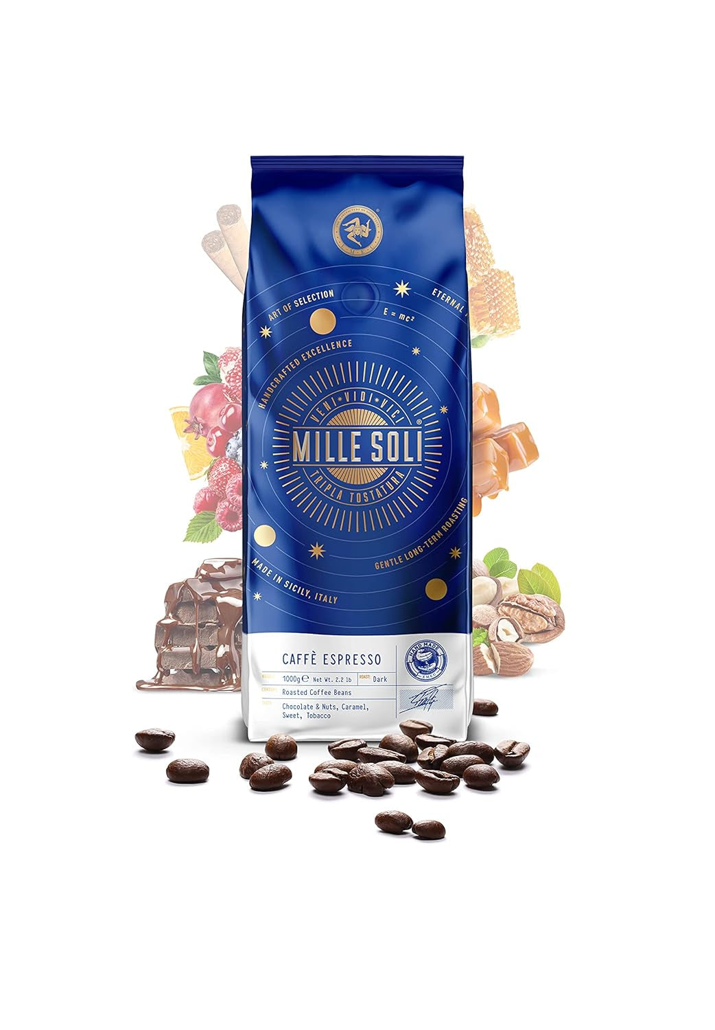 Caffè Espresso - Espressobohnen 1kg - Tradiční Dreifachröstung In Handarbeit - Premium Kaffeebohnen s dokonalou krémovou a šlehačkou pro plně automaty a Siebträger