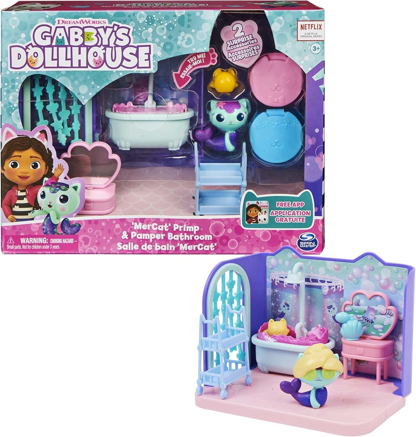 Pokoj Gabby's Dollhouse Deluxe, Groovy Music Room a Deluxe Room, Fancy Pamper Bath, Sea Kitten Bath