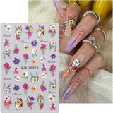 JMEOWIO Nálepka na nehty Blumen 6 Blatt Nálepka na nehty Selbstklebend Nagelaufkleber Letní Blumen Dekorace Nageldesign Zubehör
