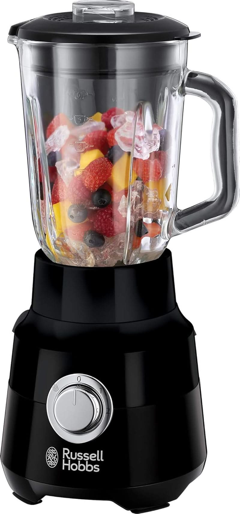 Russell Hobbs Standmixer [1,5L Glasbehälter] Matt Schwarz (Starker 0,9PS Motor, Impuls-/Ice-Crush-Funktion, Edelstahlmesser, Bpa-Frei Mixer, Elektrischer Zerkleinerer, Smoothie-Maker) 24722-56 Kuchyňský stojan Natty Shop