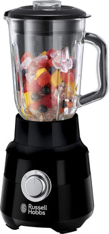 Russell Hobbs Standmixer [1,5L Glasbehälter] Matt Schwarz (Starker 0,9PS Motor, Impuls-/Ice-Crush-Funktion, Edelstahlmesser, Bpa-Frei Mixer, Elektrischer Zerkleinerer, Smoothie-Maker) 24722-56 Kuchyňský stojan Natty Shop