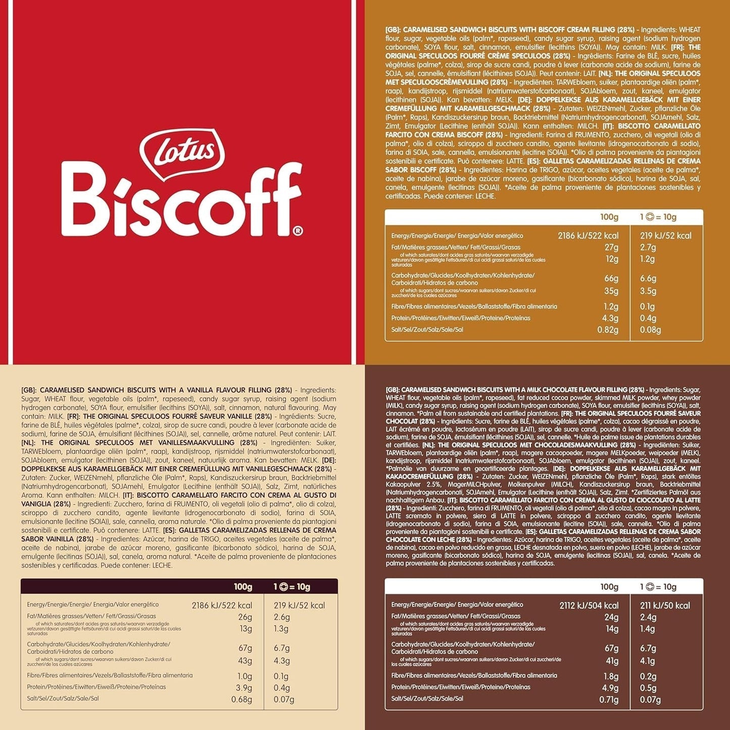 Lotus Biscoff | Dvojité balení sušenek | 3 odrůdy | 2 balíčky na odrůdu | 15 dvojitých sušenek v balení | Ingredience přírodního původu | Bez barviv | 6 x 150 g | 900 g