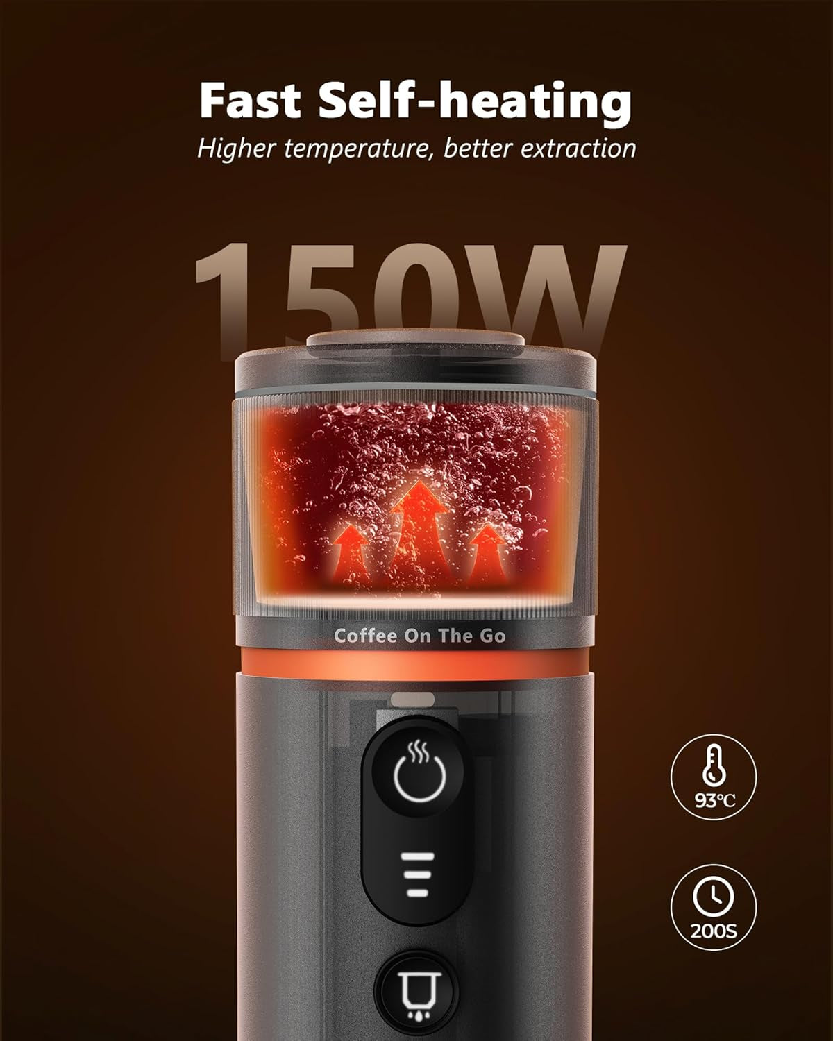 CONQUECO 12V espresso do auta: Přenosný espresso kávovar s baterií pro kempování a cestování – rychlé zahřátí za 2,5 minuty – 8 šálků espressa na jedno nabití