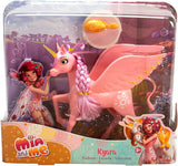 Simba 109480092 - Mia and Me Unicorn Kyara, s pohyblivými křídly, sponkami do vlasů a stylingovým kartáčem, 20 cm, věk 3+, růžová
