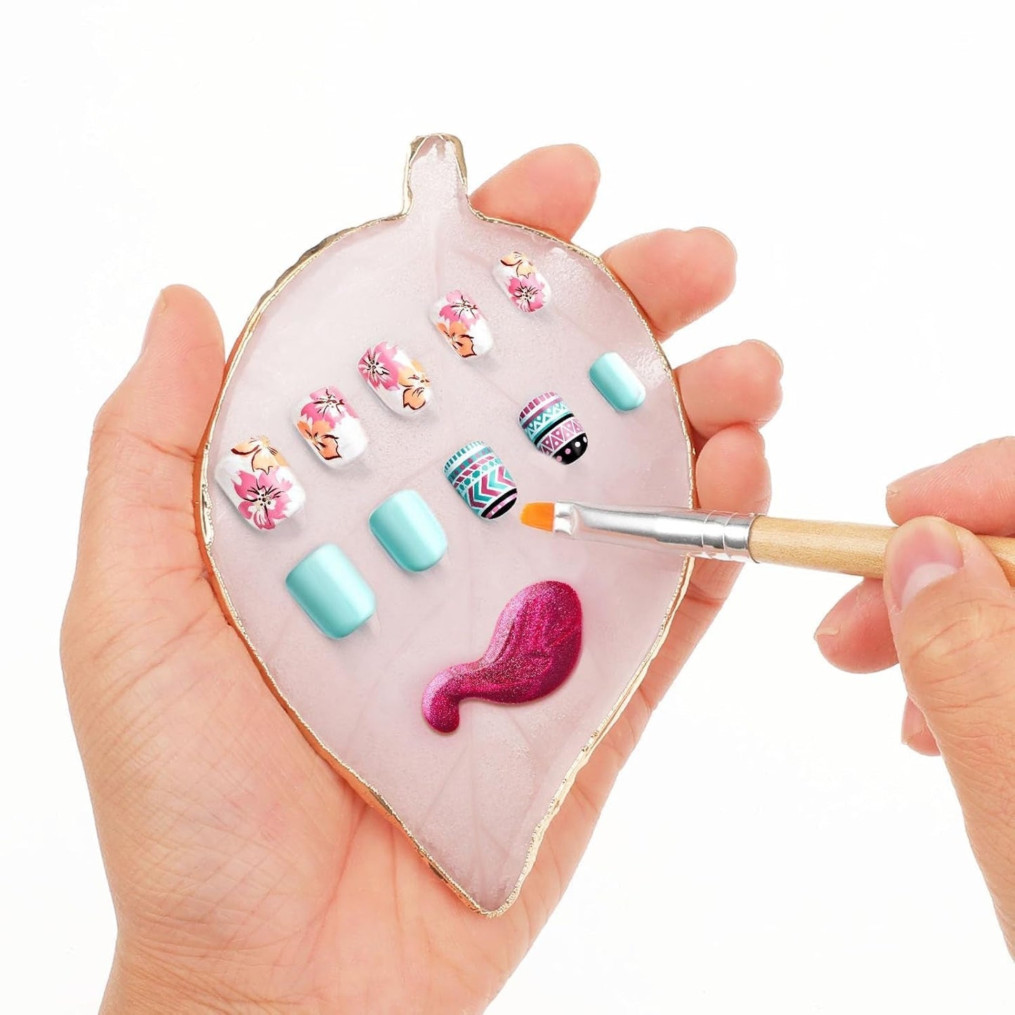 Pryskyřice nail Art Palette Blatt Form Nail Art Werkzeuge Kit Gel lak na nehty Farben Mischen Palette Für DIY Nail Art Make-up Nagel Dekoration Zubehör