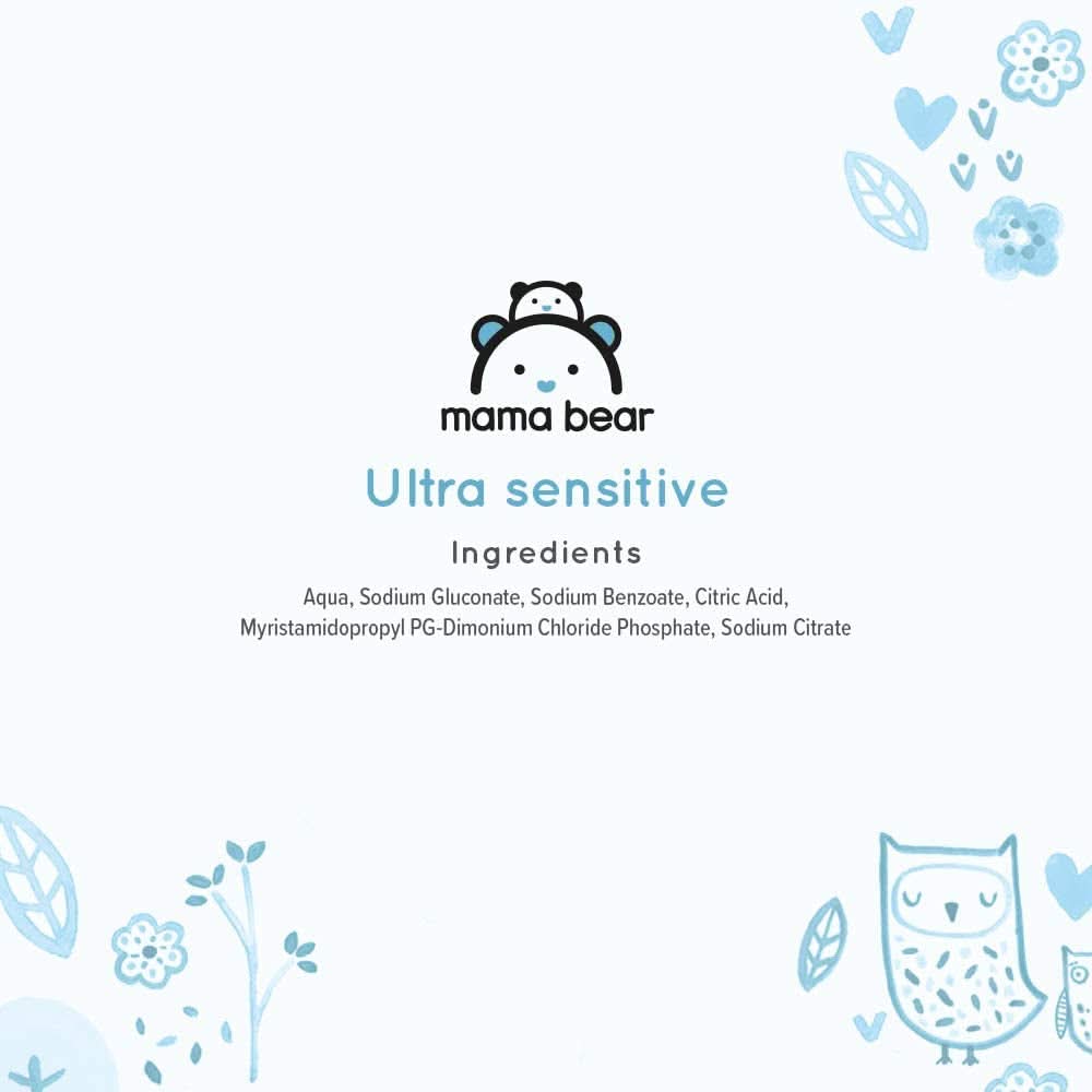 Mama Bear Ultra Sensitive dětské ubrousky Bez vůně 1008 (18 balení po 60) Naty Shop