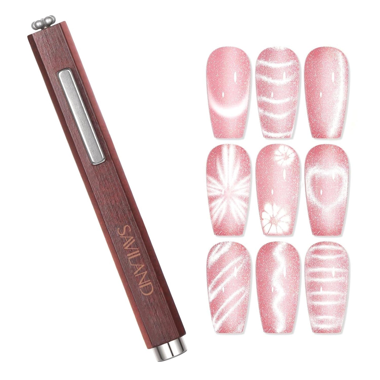 SAVILAND 4X Hochfester Magnet pro kočičí oči pro Nagel: Magnet na nehty 3 v 1 Rund Lange Streifenperle N35 Neodym Ultra Strong Magnet Für Nagellack Präzise 3S Formung Gel pro kočičí oči Nagellack Magnet Magnetstift