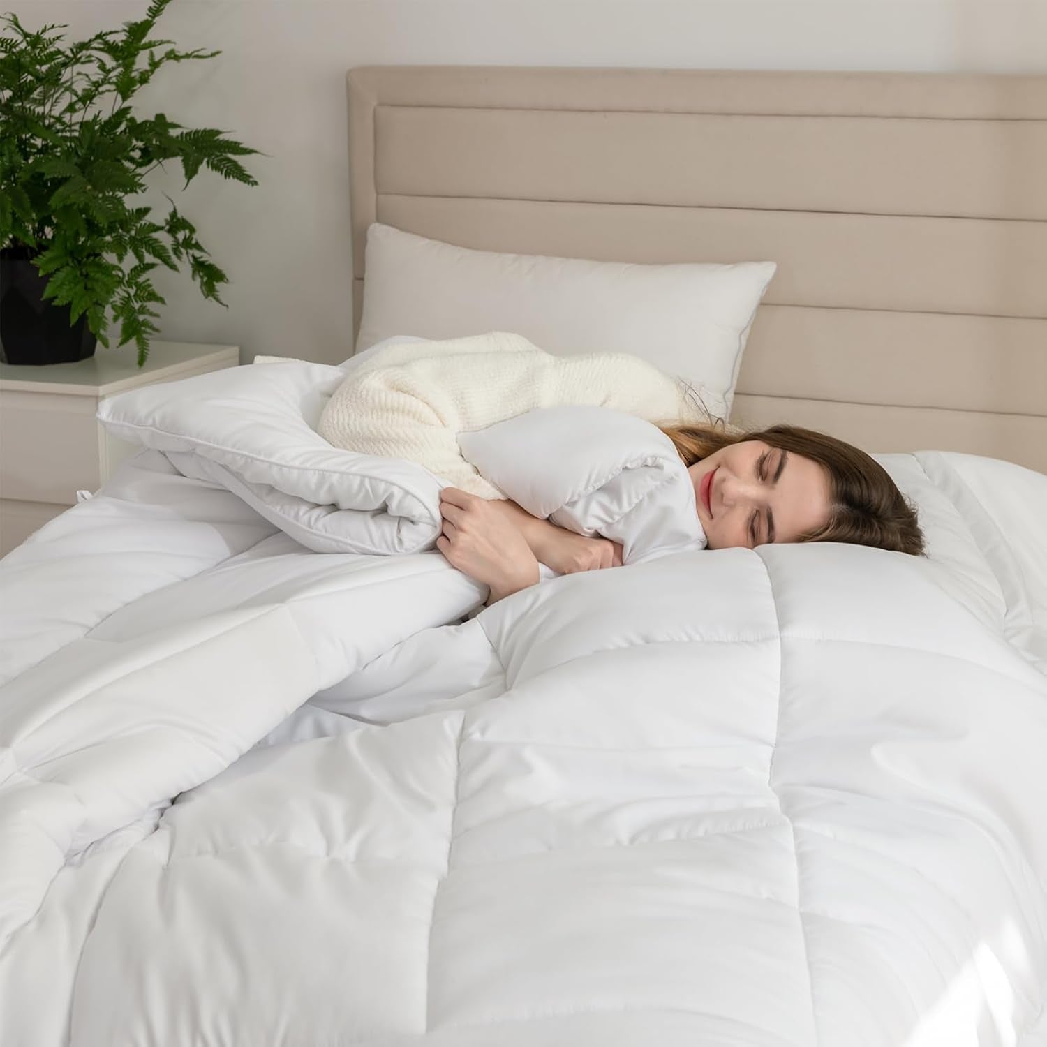 Good Nite Jednolůžková sada povlečení, 15 Tog, Zimní teplo, Jednolůžko, Měkký polyester, Duté vlákno, Bílé prostěradlo s rohovými lištami, Lze prát v pračce (bílé, 15 Tog, 130 X 150 cm) Naty Shop Quilts & Quilts