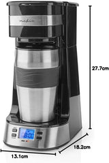 Espressor NEDIS - filtrovaná káva - 0,4 l - 1 šálek - časovač - černá / stříbrná