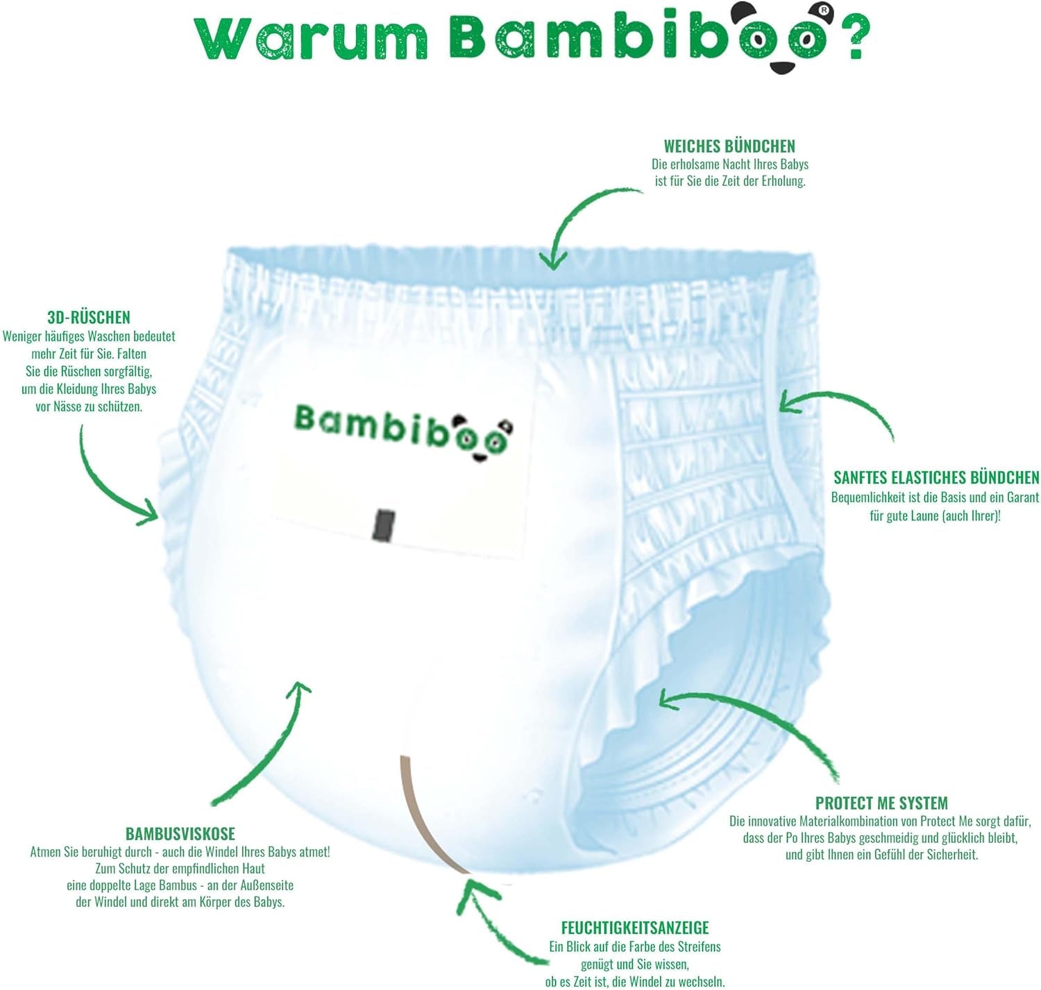Bambiboo jednorázové plenky, šetrné k pokožce, jemné bambusové vlákno - dětské plenkové kalhotky - jednorázové plenkové návleky - ochrana citlivé pokožky - vysoce savé - velikost 4 (Maxi), 16 kusů