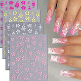 8 Stück Hibiskus Nagel Sticker, 3D Selbstklebende Blumen Nagelaufkleber, Weiß Rosa Gelb Magenta Summer Neonail Sticker, Nail Art Zubehör Nagel Deko Für Frauen
