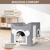 Katzenbetten für Indoor Katzen, Faltbares Katzenhaus, Katzenhöhle 2 Schicht Würfel Großer Raum Katzenbett mit Kratzbrett und Spielball, 15,8 x 15,8 x 15 palců