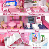 HENGMEI Puppenhaus Kinder Holz Puppenvilla Set domečku pro panenky Mädchen Spielset 3 Etagen Haus mit Möbeln und Zubehör, 70x30x100cm Puppenhäuser für Kinder (Typ B)