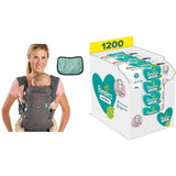 Nosítko Pampers Sensitive Flip Advanced 4 v 1 s bryndákem a ubrousky, 1200 ubrousků (15 x 80) pro citlivou pokožku dítěte, dermatologicky testováno, Essentials pro novorozence