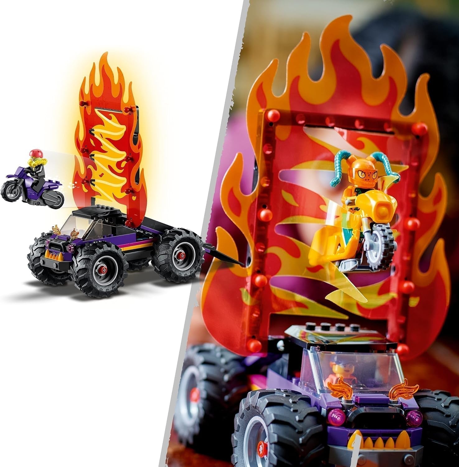 LEGO 60339 City Stuntz Stuntz Show Double Looping Set, vč. rampa, monster truck, 2X motocykl a 7 minifigurek, hračka pro děti od 7 let Stavebnice Besuche den LEGO-Store