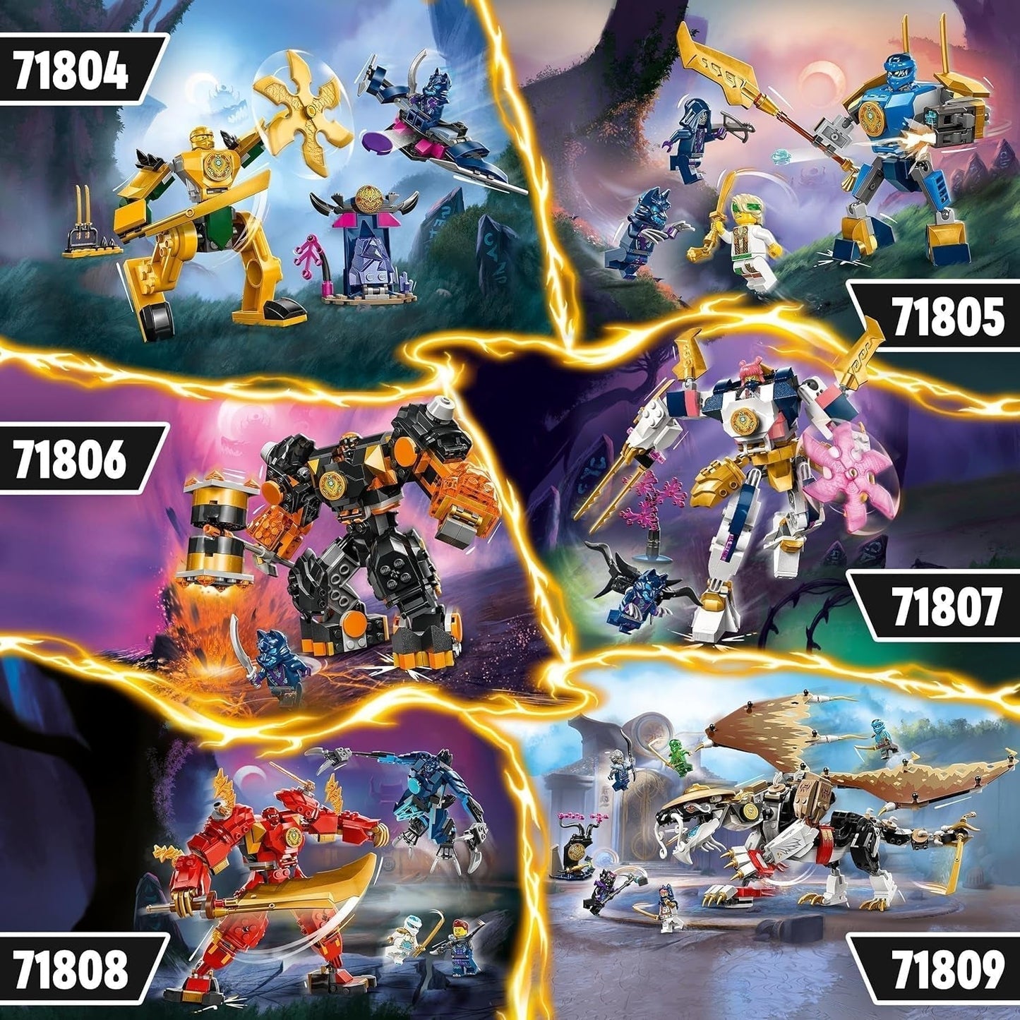LEGO NINJAGO Jay Battle Mech, hračka ninja pro děti s figurkami, včetně minifigurky Jaye s mini katanou, akčními figurkami a robotem, malý dárek pro kreativní chlapce a dívky od 6 let 71805 Stavebnice Besuche den LEGO-Store