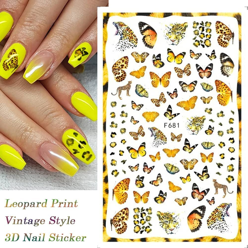 JMEOWIO Nagelsticker Schmetterling 8 Blätter Nagelaufkleber Selbtklebend Blau Schwarz Gold Schmetterling Nail Art Dekoration Nagel Design Zubehör