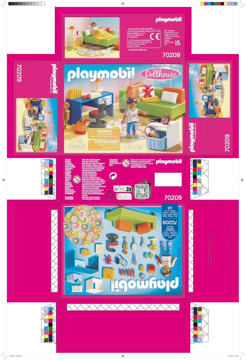 PLAYMOBIL domeček pro panenky 70209 Pokoj pro mládež s figurkou dívky a doplňky, od 4 let Domky pro panenky Naty Shop