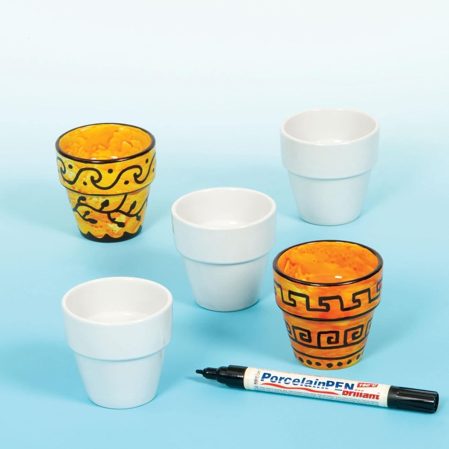 Baker Ross Mini porcelánové hrnce (6 kusů), Porcelán