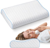 PHYSEN Ortopedický polštář Polštář na krk, Polštář na podporu krku, Polštář z paměťové pěny, Ergonomický Polštář proti bolesti krku Polštář proti chrápání na boky, záda a břicho (62 * 34 * 11 6,5CM) Krční ortopedické polštáře Naty Shop White-Blue