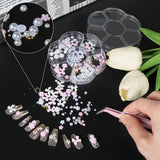 3D kouzla na nehty, kouzla na nehty Schleifen, Blumen Und Perlen, kouzla Nagel Aus Harz, sady Nageldekorations, DIY kouzla Nägel, Nagelanhänger