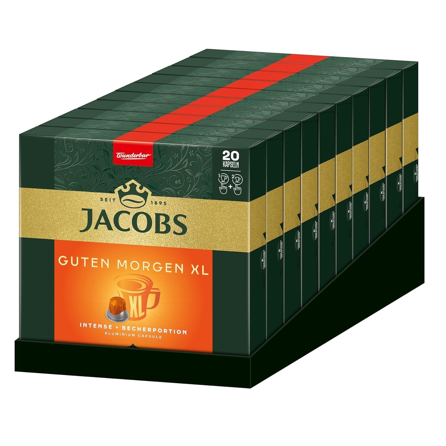 Jacobs Kaffeekapseln Guten Morgen XL Intense, Intensität 8/12, 10 x 20 Getränke, kompatibilní s Nespresso* Kaffee Kapseln, 200 Kapseln