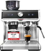 Kávovar GASTROBACK s mlýnkem včetně konvičky na mléko, lis a portafiltr z nerezové oceli - Kávovar Barista s napěňovačem mléka - Kávovar s 30 nastaveními mletí