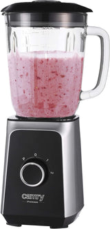 CR 4077 Standmixer Mit 1,5L Glasbehälter, Smoothie Maker, Hochleistungsmixer, Mahlung, Eis-Zerkleinerung, Pulsfunktion, Edelstahlklingen, 2 Geschwindigkeiten, 1000W, Schwarz/Silber Kitchen Naty Shop