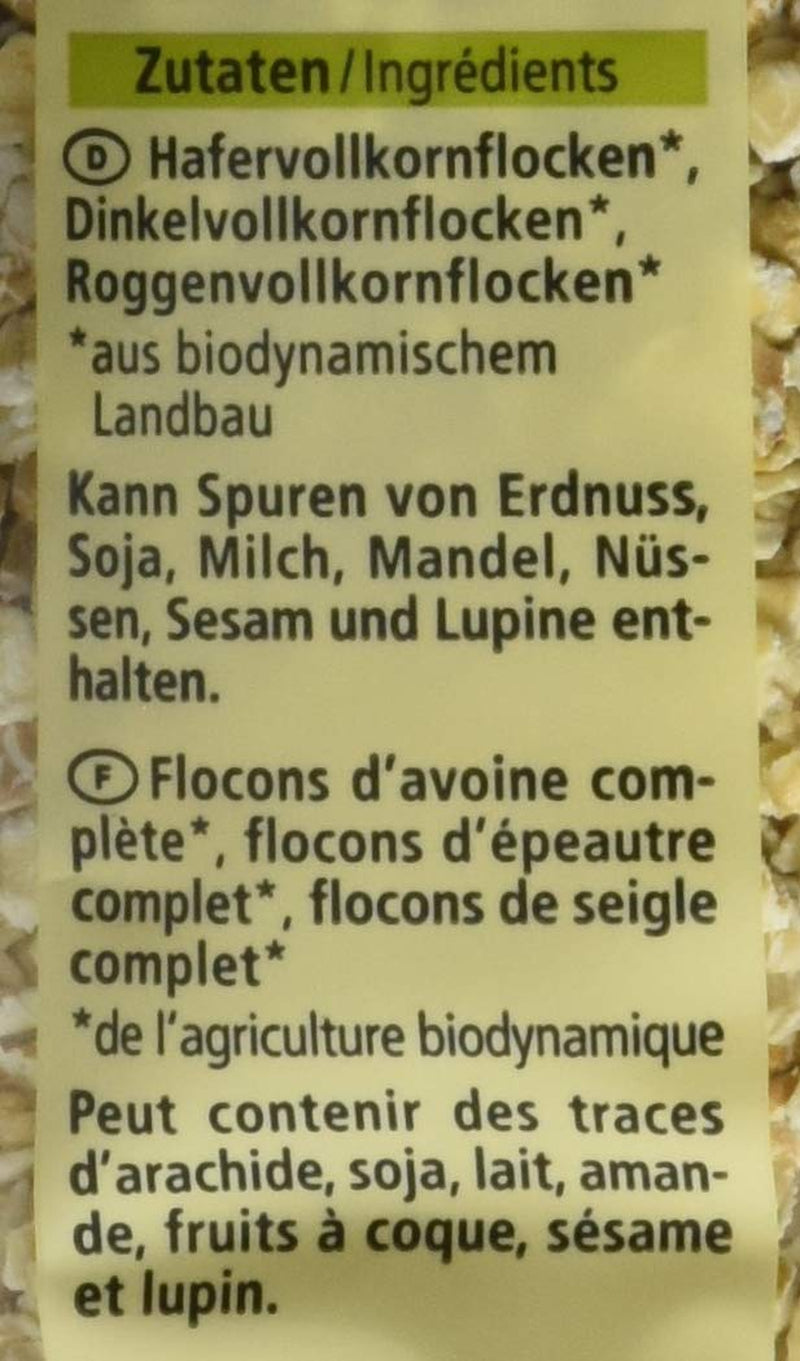 Bio 3-Korn Flocken, 500 G Cereálie Naty Shop
