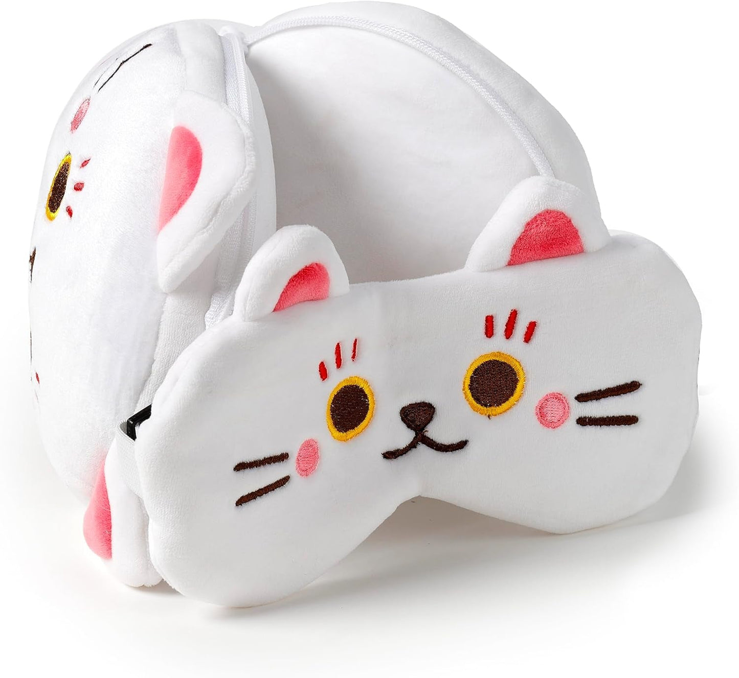 Cestovní polštářek s maskou Relaxeazzz - kočičí talisman Maneki Neko Cestovní polštářky Naty Shop