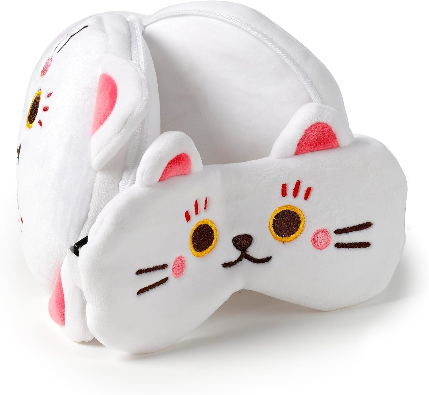 Cestovní polštářek s maskou Relaxeazzz - kočičí talisman Maneki Neko Cestovní polštářky Naty Shop