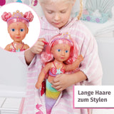 BABY Born Little Sister Mermaid 46 cm Vodotěsná panenka mořská panna s dlouhými vlasy a pohyblivou třpytivou ploutví, vč. diadém a hřeben, 833681 Zapf Creation Dolls Naty Shop