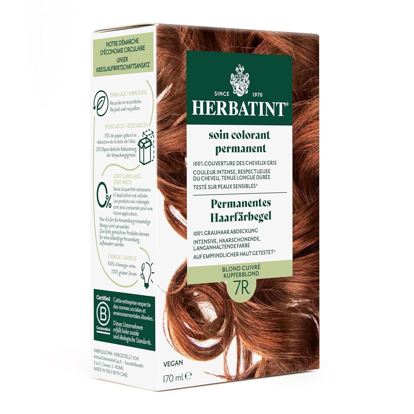 Permanentní gel k barvení vlasů 6N tmavá blond - 170 ml I Bez amoniaku, 100% krytí šedivých vlasů I Testováno na citlivé pokožce, s 8 rostlinnými extrakty