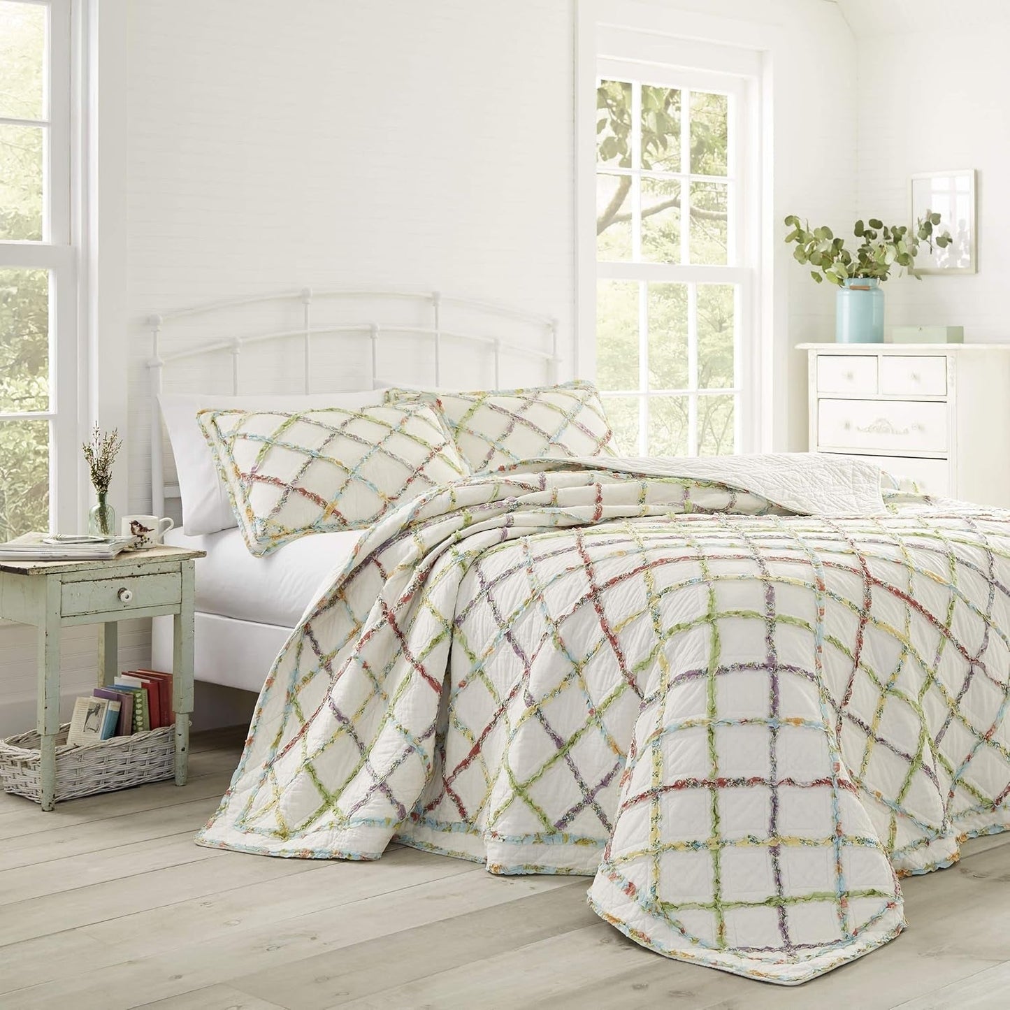 Přikrývka Laura Ashley Home Rüschen Garden Collection, 100% bavlna, ultra měkká, pro všechna roční období, oboustranná, elegantní, manželská postel, krémová barva (197783) Přikrývky a přikrývky Naty Shop