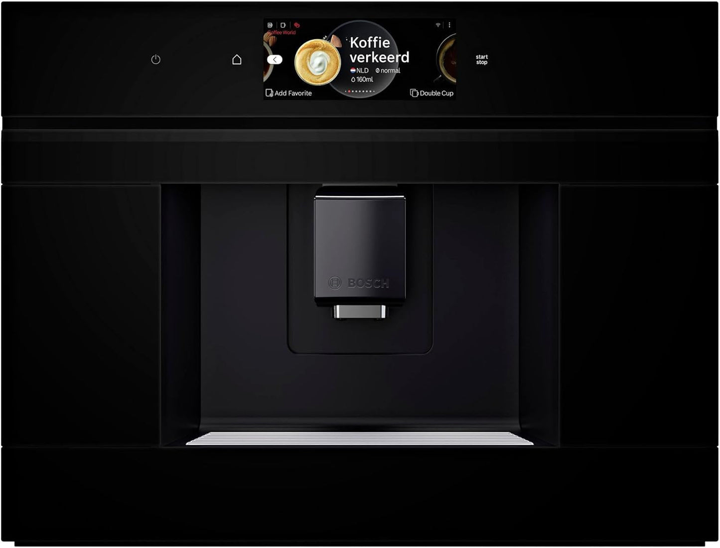 Bosch CTL7181B0, Inteligentní vestavěný automatický kávovar na espresso řady 8, 45,5 x 59,4 cm, dotyková obrazovka TFT, velmi tichý keramický mlýnek s pohonem, funkce samočištění AutoMilk Clean, nádrž na vodu 2,4 l, černá
