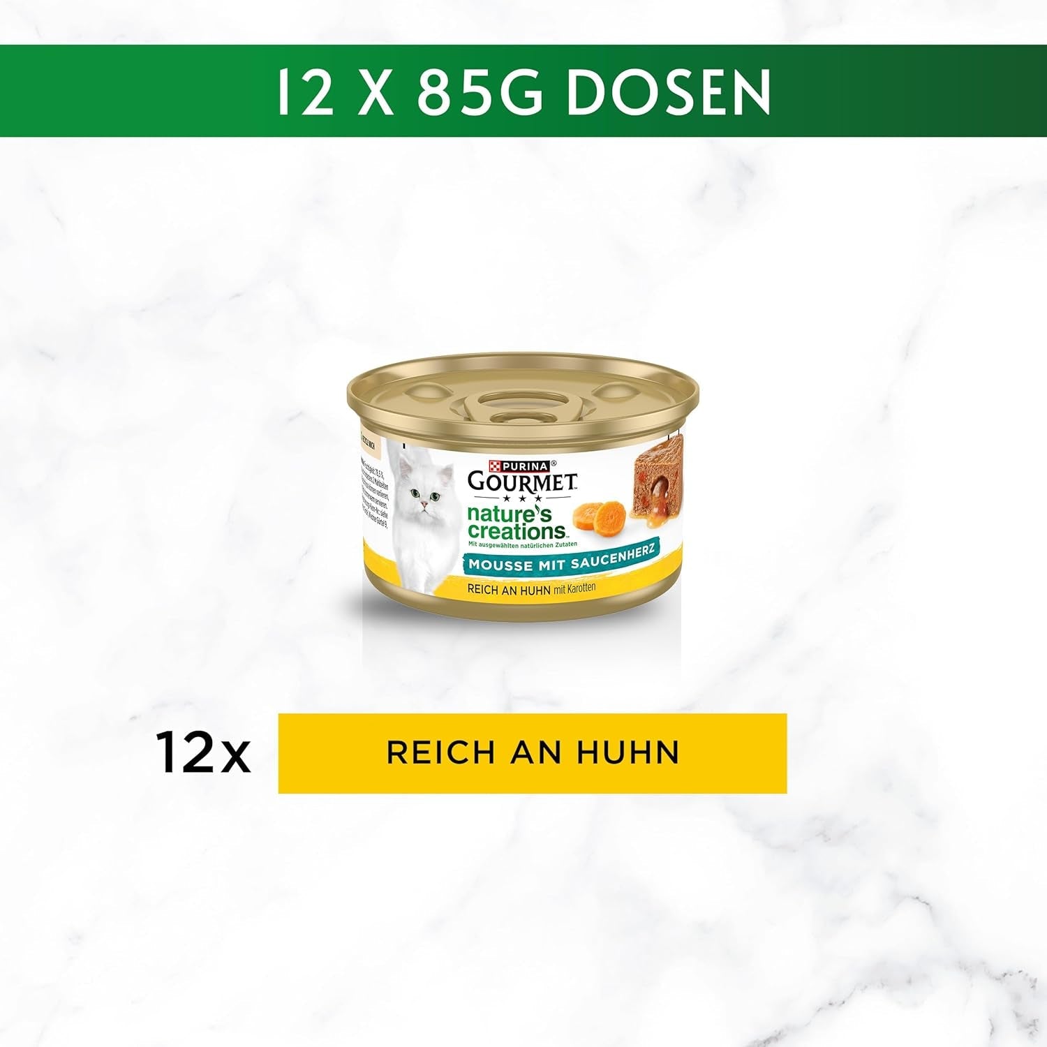 Gourmet Nature's Creations Heart Sauce Mousse Mokré krmivo pro kočky, bohaté na kuře, balení 12 ks (12 x 85 g)
