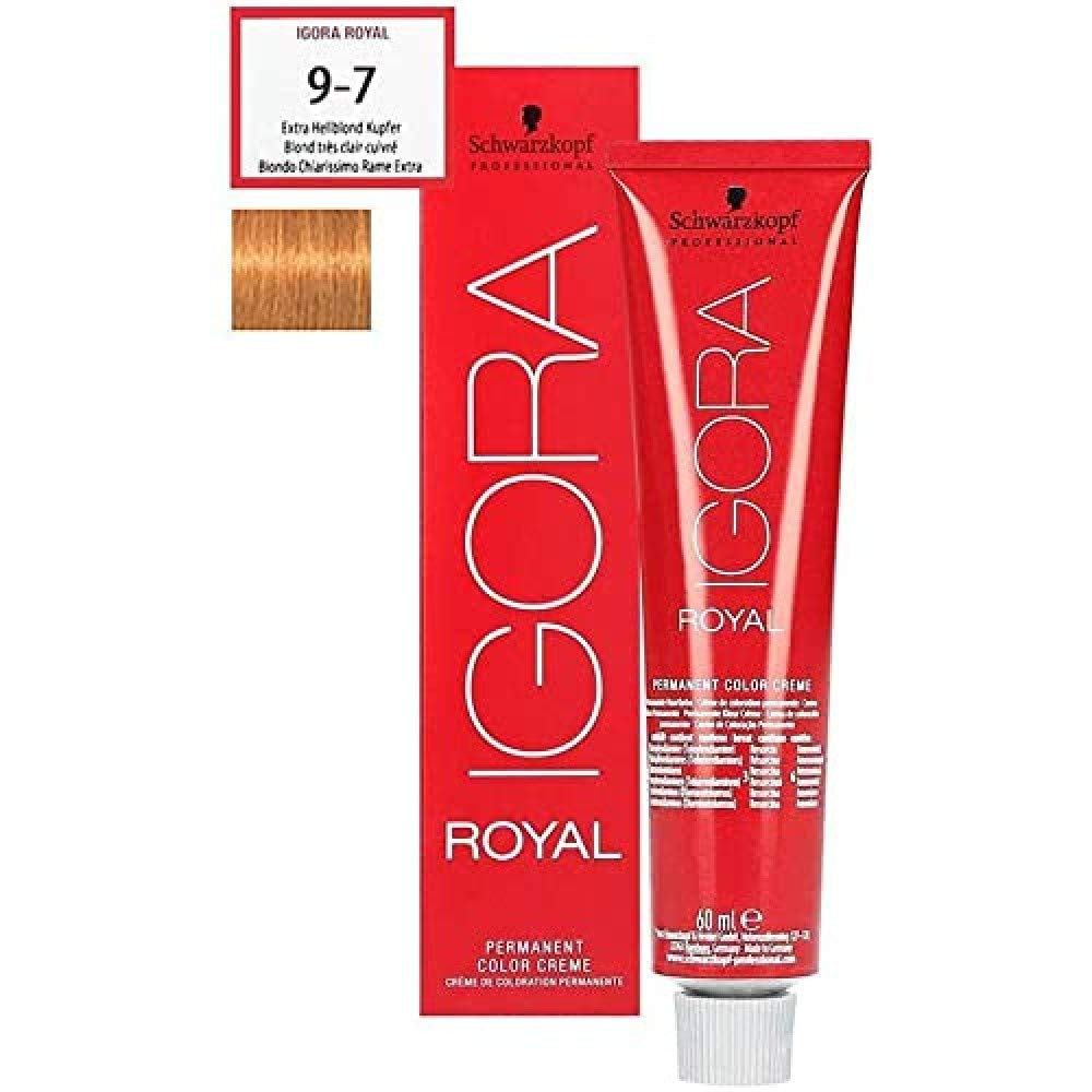 Igora Royal 9-7 velmi světlá blond měděná, 79 g Barva na vlasy Naty Shop 9-7 New 60 Ml (1 balení)