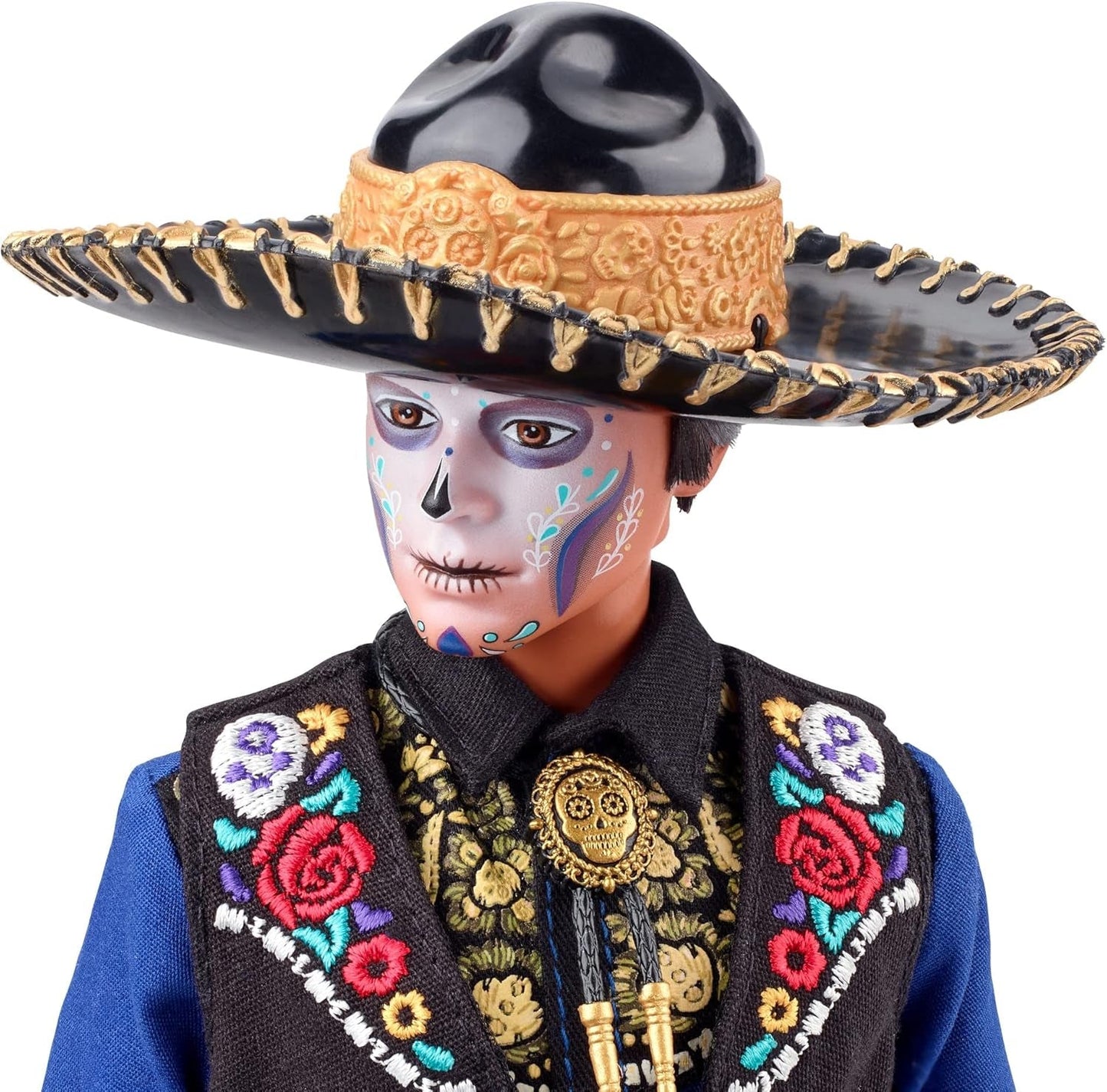 Panenka Ken Barbie 2022 Día De Muertos s košilí, vestičkou a sombrerem, barva na obličej Calavera, dárek pro sběratele