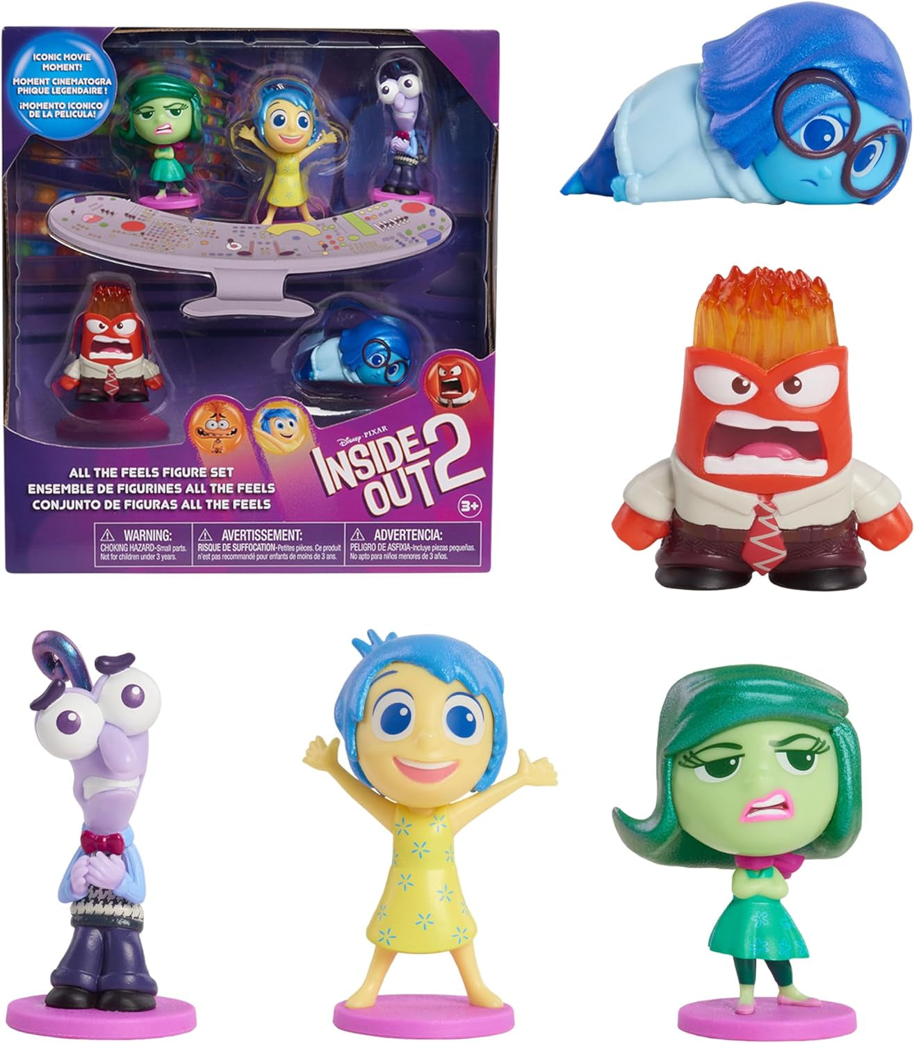 Stačí hrát Disney a Pixar Inside Out 2 minifigurky sběratelské figurky 2,5 cm až 6,4 cm vysoké hračky pro děti od 3 let akční figurky Naty Shop Sada figurek All The Feels